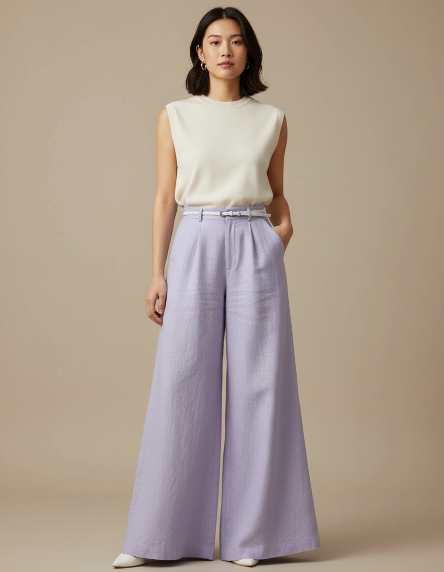 Pantalon Japonais Violet Lin Ample Fluide Femme