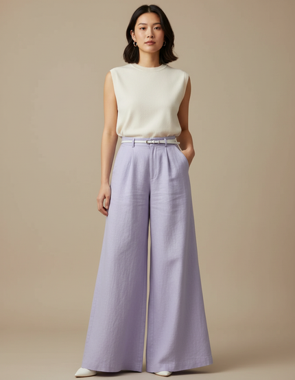 Pantalon Japonais Violet Lin Ample Fluide Femme
