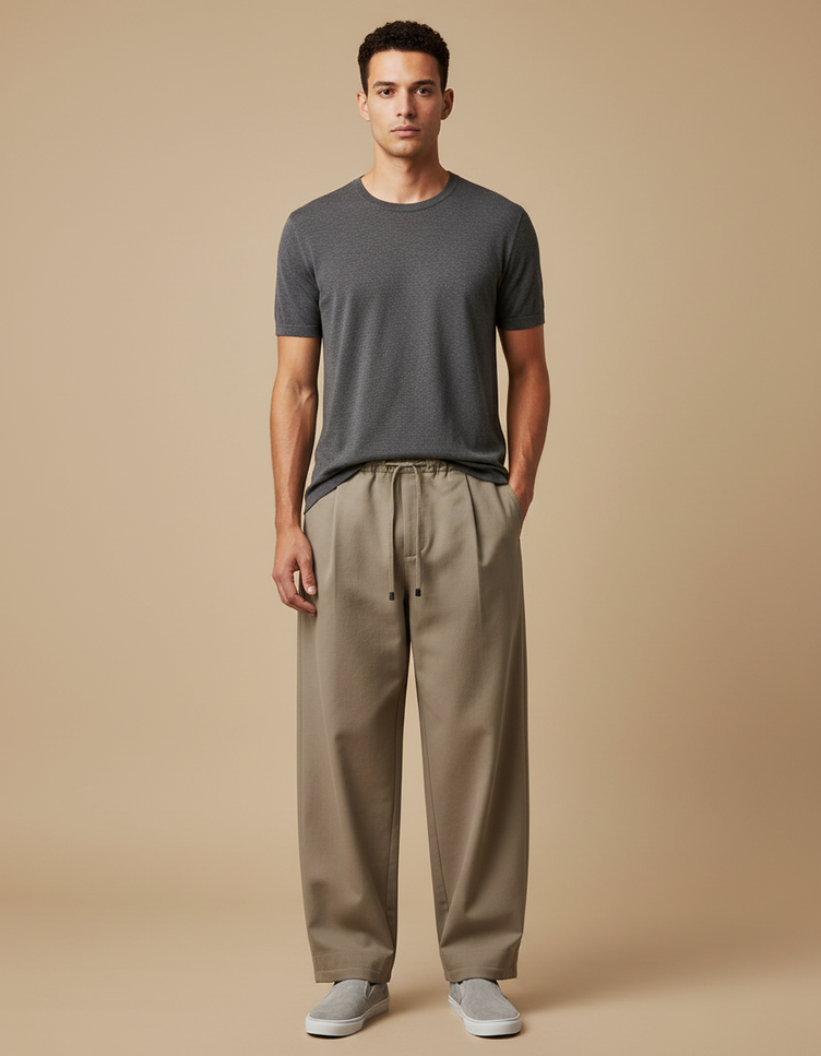 Pantalon Confort Japonais - Kaki Gabardine