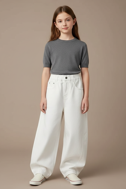 Pantalon Japonais Blanc Ample Décontracté Enfant - Jean