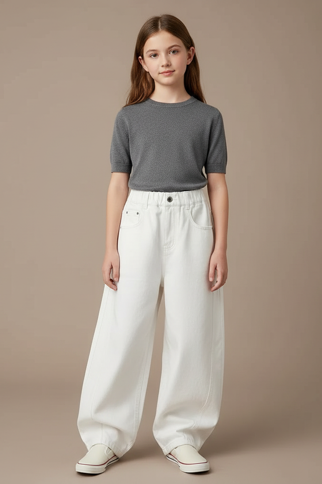 Pantalon Japonais Blanc Ample Décontracté Enfant - Jean