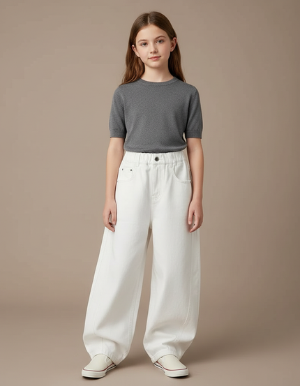 Pantalon Japonais Blanc Ample Décontracté Enfant - Jean