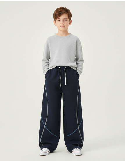 Pantalon Japonais Bleu Marine Ample Sportif Garçon - Molleton