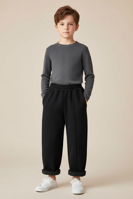 Pantalon Japonais Noir Ample Droit Enfant - Molleton