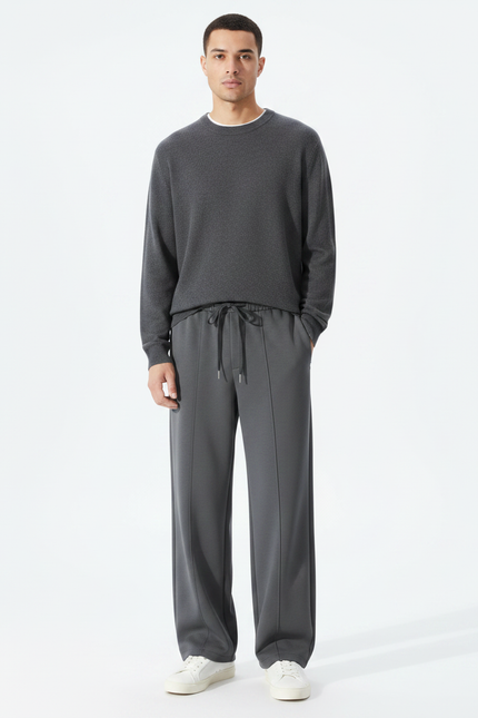 Pantalon Japonais Gris Anthracite Ample Fluide Sportif - Molleton