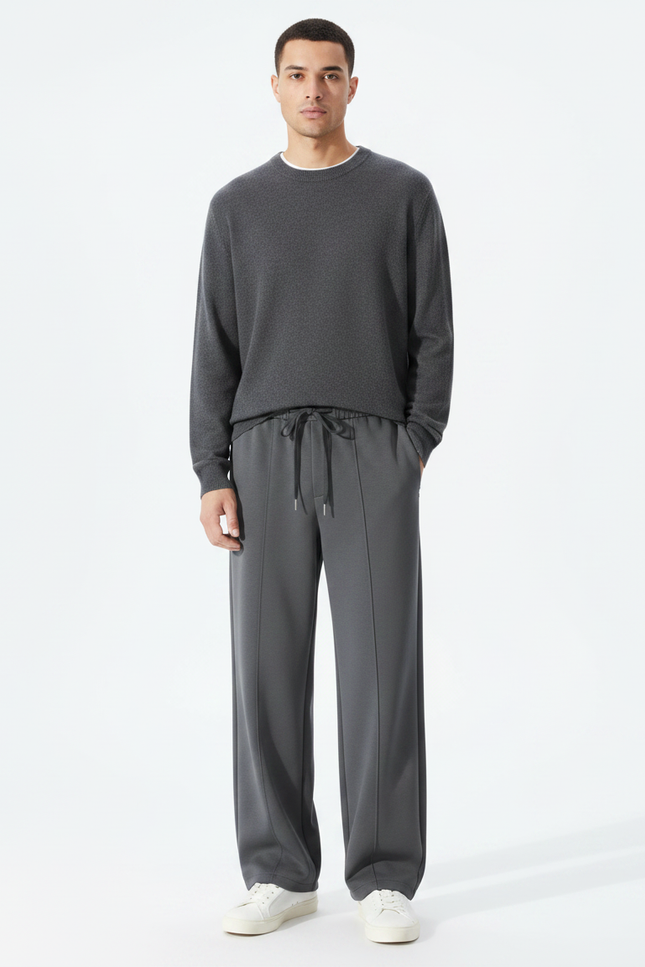 Pantalon Japonais Gris Anthracite Ample Fluide Sportif - Molleton