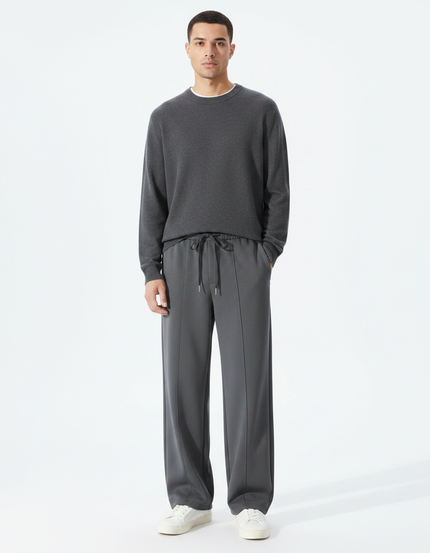 Pantalon Japonais Gris Anthracite Ample Fluide Sportif - Molleton
