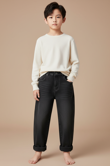 Pantalon Japonais Noir Ample Denim Décontracté Enfant - Jean