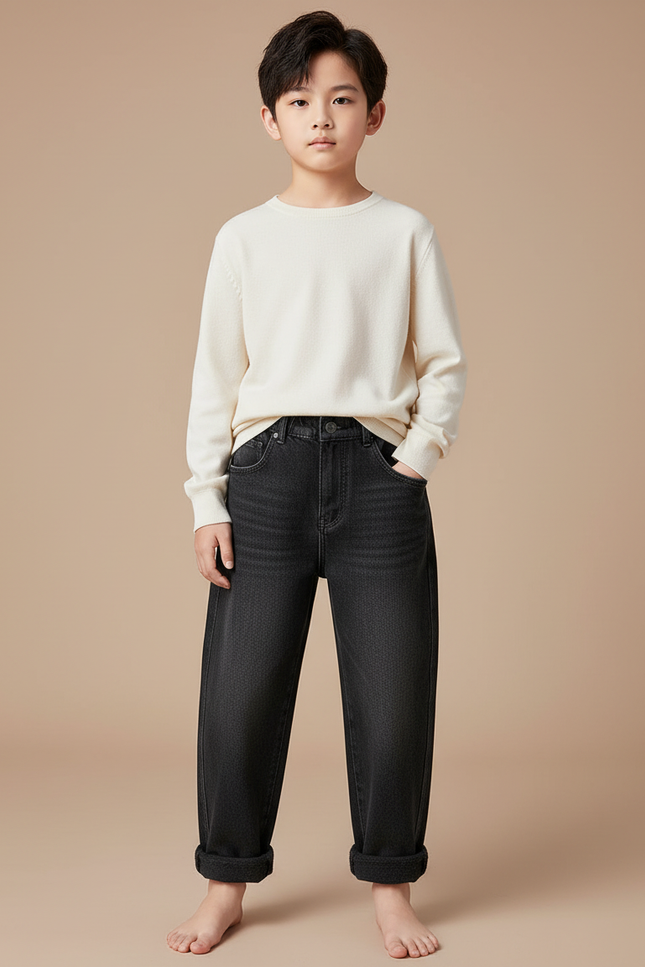 Pantalon Japonais Noir Ample Denim Décontracté Enfant - Jean
