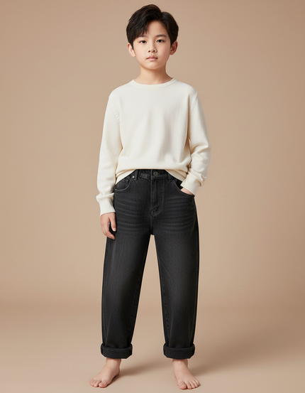 Pantalon Japonais Noir Ample Denim Décontracté Enfant - Jean