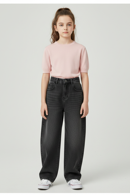 Pantalon Japonais Noir Ample Décontracté Urbain Denim - Jean