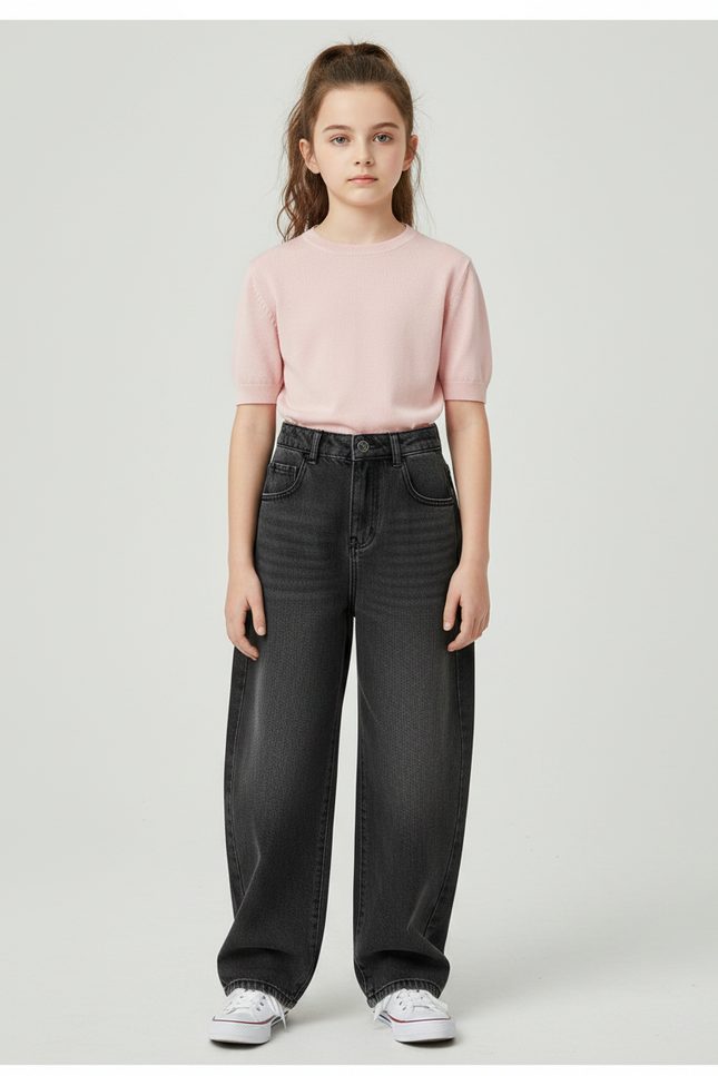 Pantalon Japonais Noir Ample Décontracté Urbain Denim - Jean