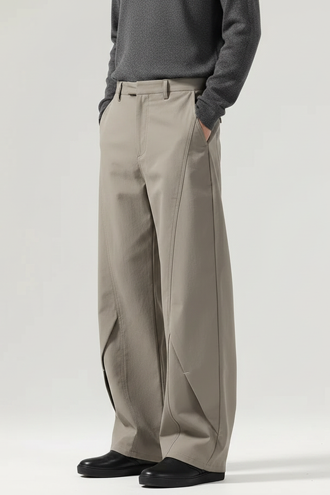 Pantalon Japonais Beige Ample Droit Décontracté Homme - Gabardine