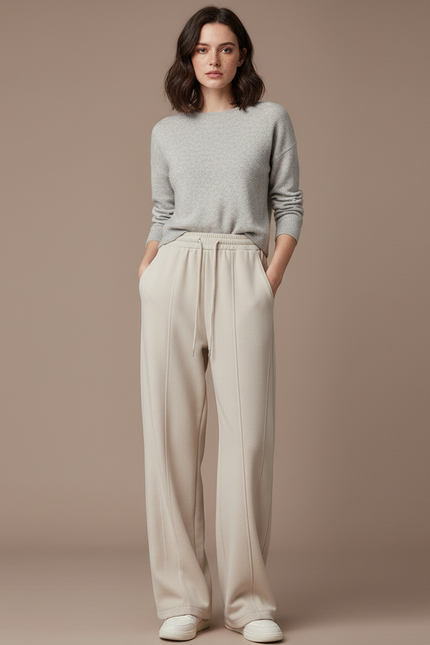 Pantalon Japonais Beige Ample Doux Confortable Décontracté - Molleton