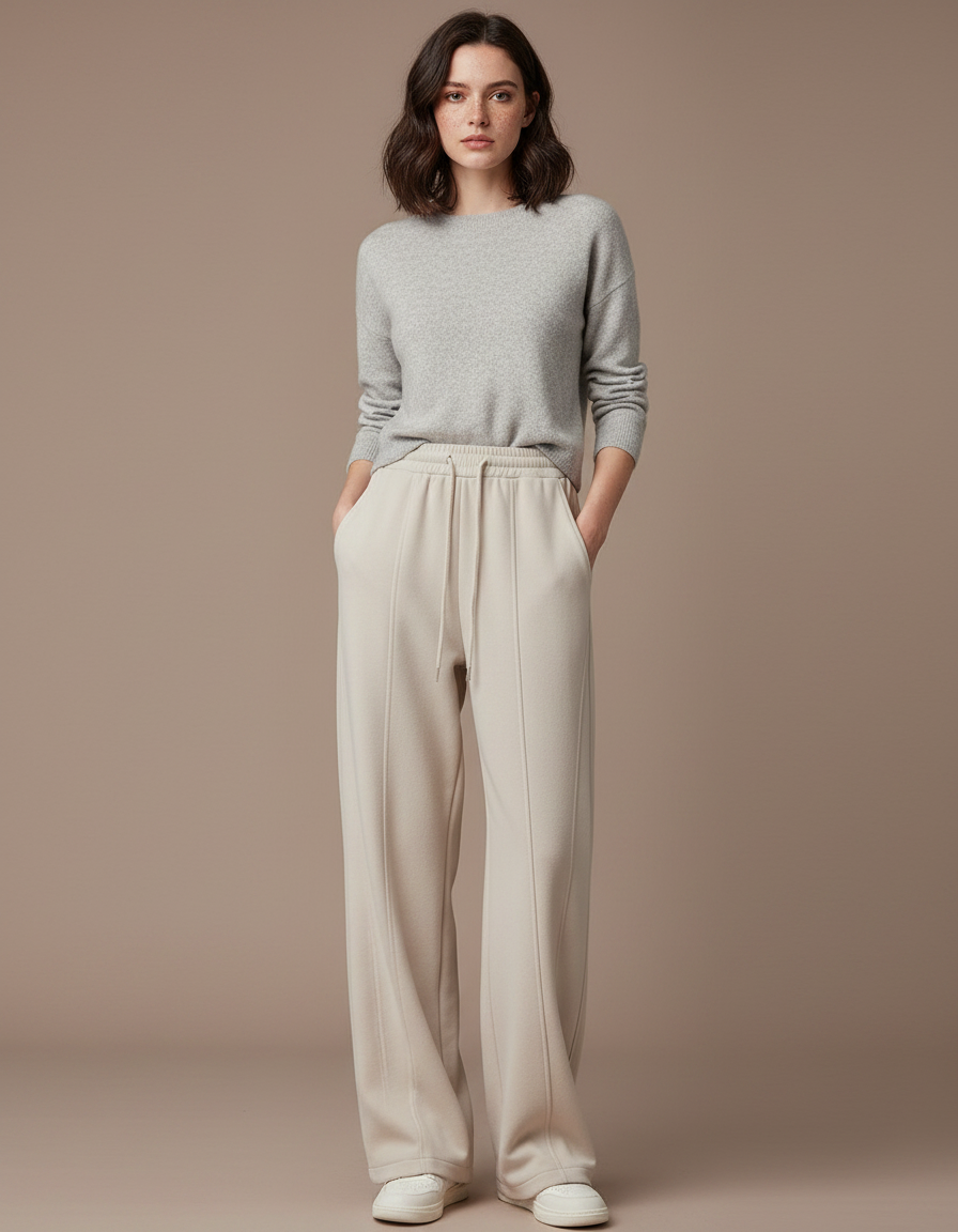 Pantalon Japonais Beige Ample Doux Confortable Décontracté - Molleton