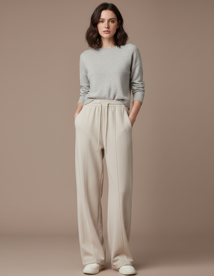 Pantalon Japonais Beige Ample Doux Confortable Décontracté - Molleton