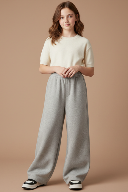 Pantalon Japonais Gris Ample Molletonné Sportif Enfant