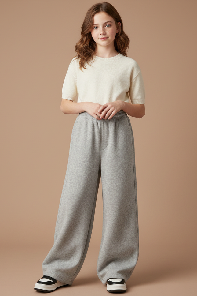 Pantalon Japonais Gris Ample Molletonné Sportif Enfant