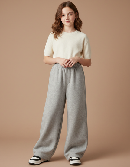 Pantalon Japonais Gris Ample Molletonné Sportif Enfant
