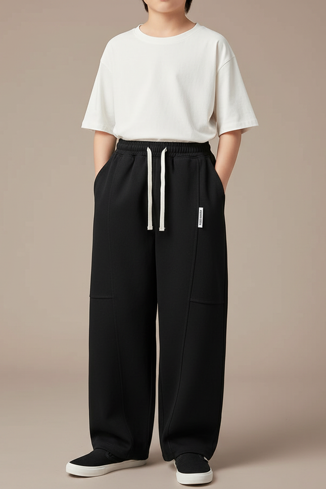 Pantalon Japonais Noir Ample Décontracté Enfant - Molleton