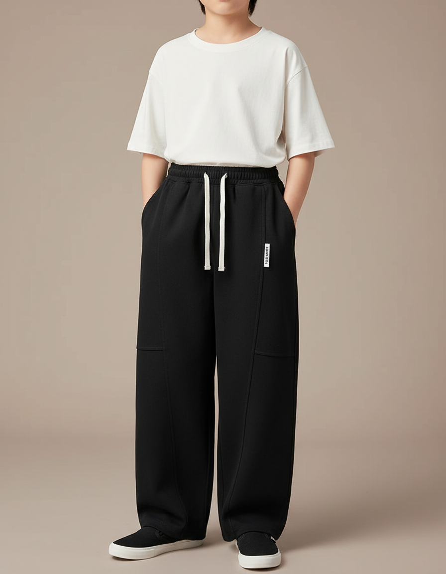 Pantalon Japonais Noir Ample Décontracté Enfant - Molleton