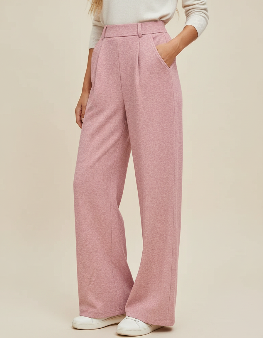 Pantalon Japonais Rose Ample Droit Doux Décontracté - Molleton