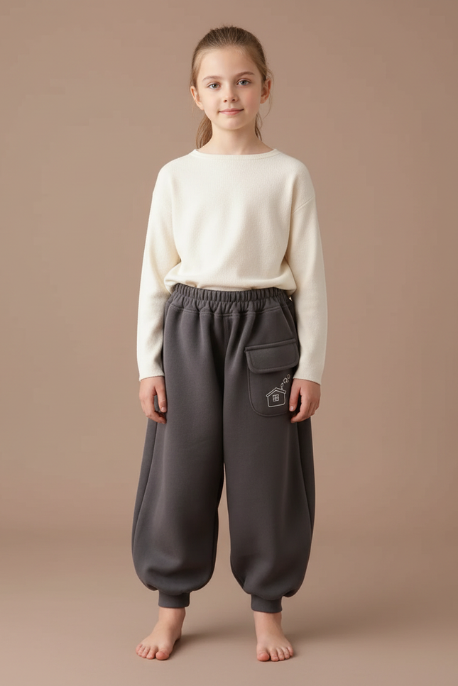 Pantalon Japonais Gris Bouffant Molleton Confortable Enfant