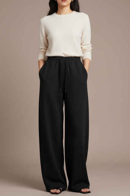 Pantalon Japonais Femme Noir Ample - Molleton