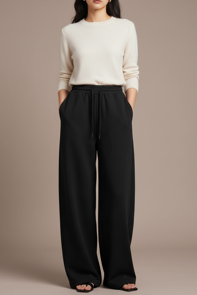 Pantalon Japonais Femme Noir Ample - Molleton