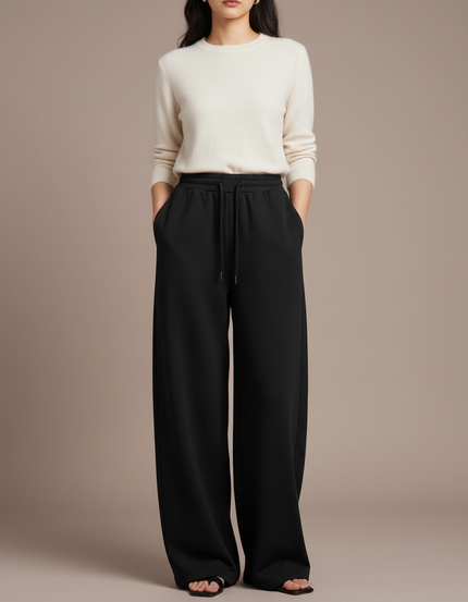 Pantalon Japonais Femme Noir Ample - Molleton