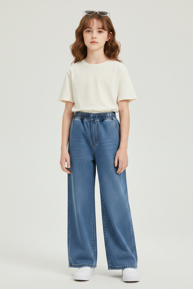 Pantalon Japonais Denim Ample Bleu Décontracté Enfant - Jean