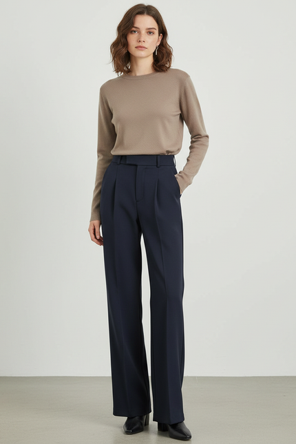 Pantalon Japonais Marine Ample Fluide Élégant Femme - Viscose