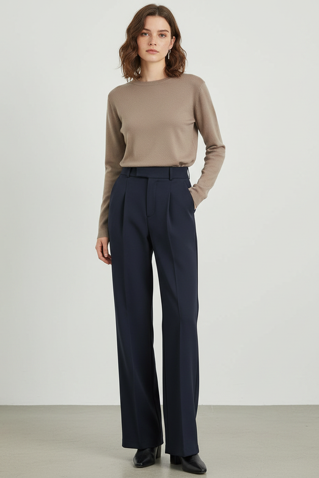 Pantalon Japonais Marine Ample Fluide Élégant Femme - Viscose