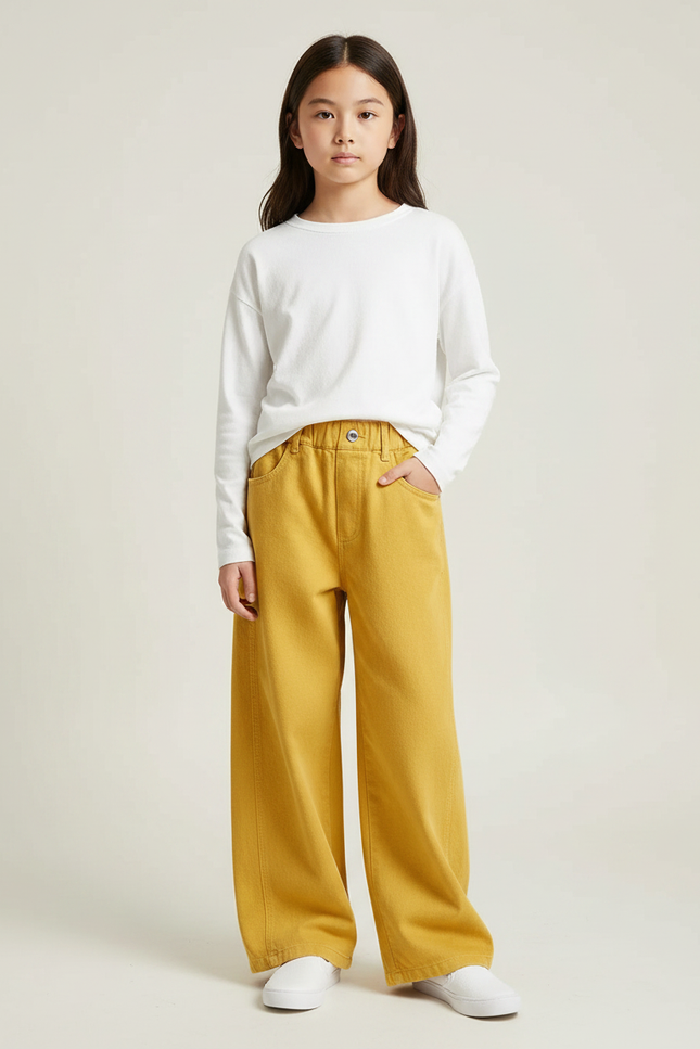 Pantalon Japonais Jaune Ample Coton Enfant