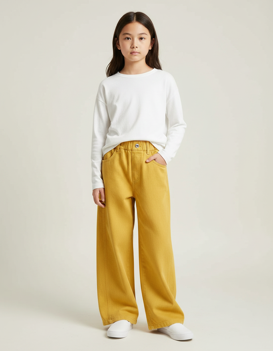 Pantalon Japonais Jaune Ample Coton Enfant