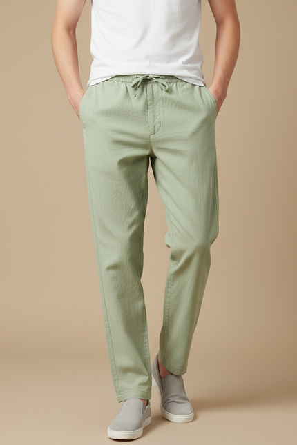 Pantalon Japonais Vert Ample Coton Décontracté Homme