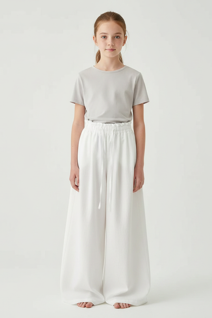 Pantalon Japonais Blanc Fluide Large Décontracté - Coton