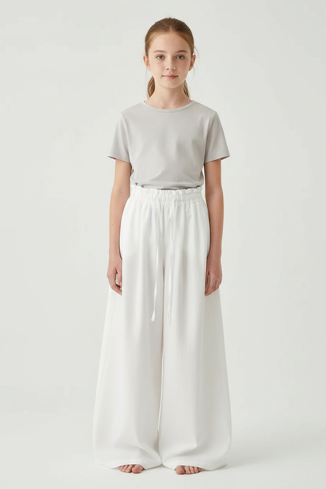 Pantalon Japonais Blanc Fluide Large Décontracté - Coton