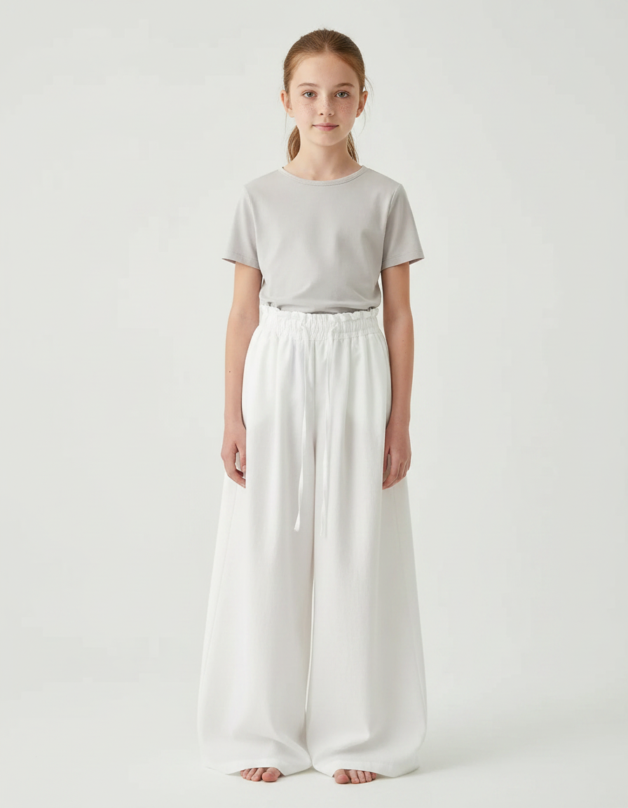 Pantalon Japonais Blanc Fluide Large Décontracté - Coton