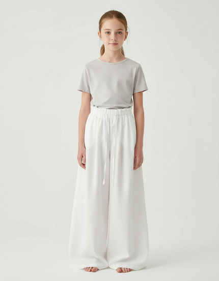 Pantalon Japonais Blanc Fluide Large Décontracté - Coton