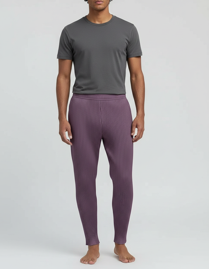 Pantalon Japonais Plissé Violet Ample Décontracté Homme - Polyester