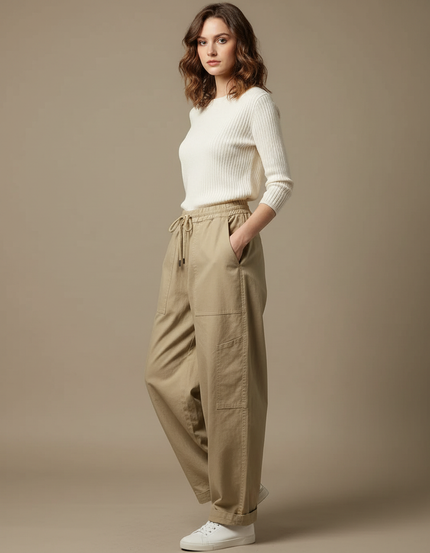 Pantalon Japonais Cargo Kaki Ample Décontracté Coton