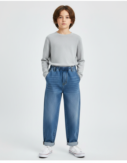Pantalon Japonais Denim Ample Bleu Enfant - Jean