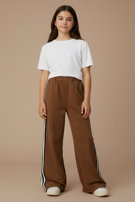 Pantalon Japonais Marron Ample Sport Leopard Fille - Molleton