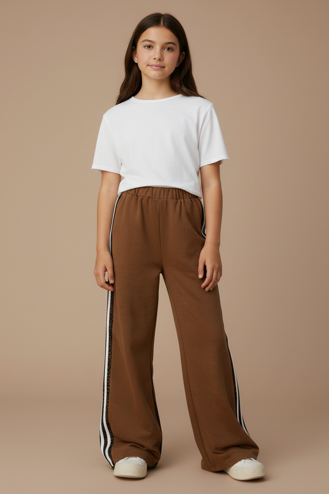 Pantalon Japonais Marron Ample Sport Leopard Fille - Molleton