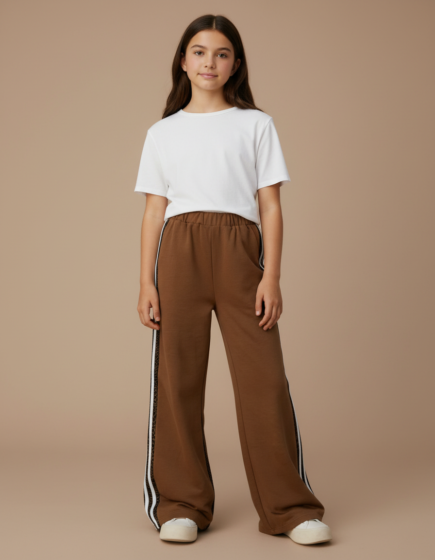 Pantalon Japonais Marron Ample Sport Leopard Fille - Molleton