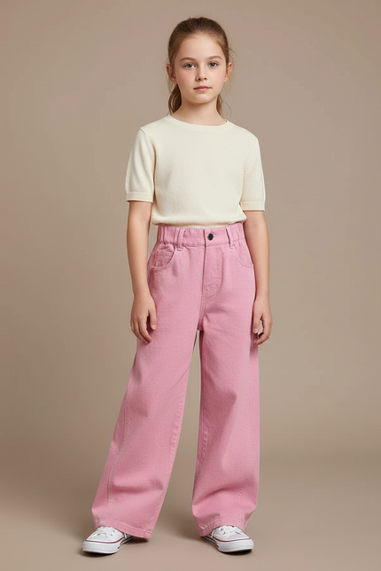 Pantalon Japonais Rose Ample Coton Enfant - Jean