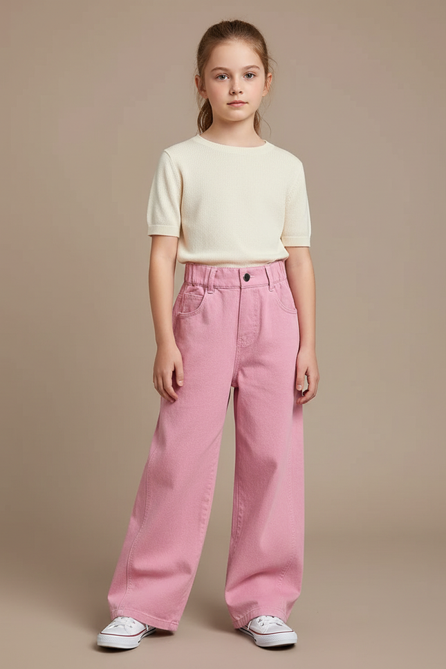 Pantalon Japonais Rose Ample Coton Enfant - Jean