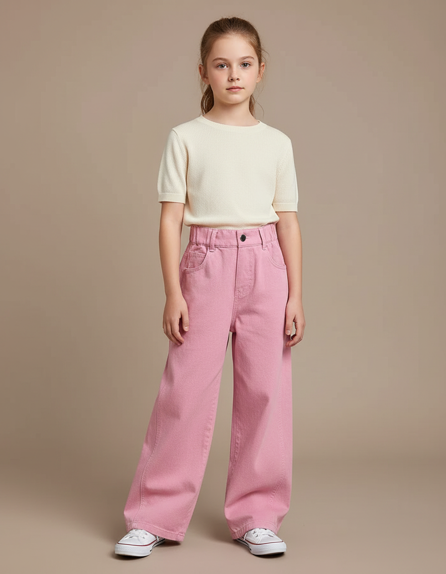 Pantalon Japonais Rose Ample Coton Enfant - Jean