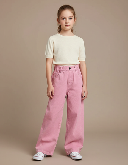 Pantalon Japonais Rose Ample Coton Enfant - Jean